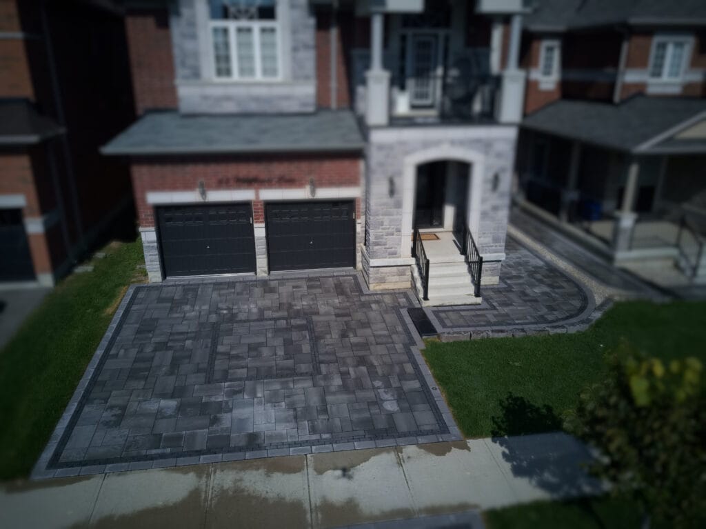 interlock driveway of a custom home
