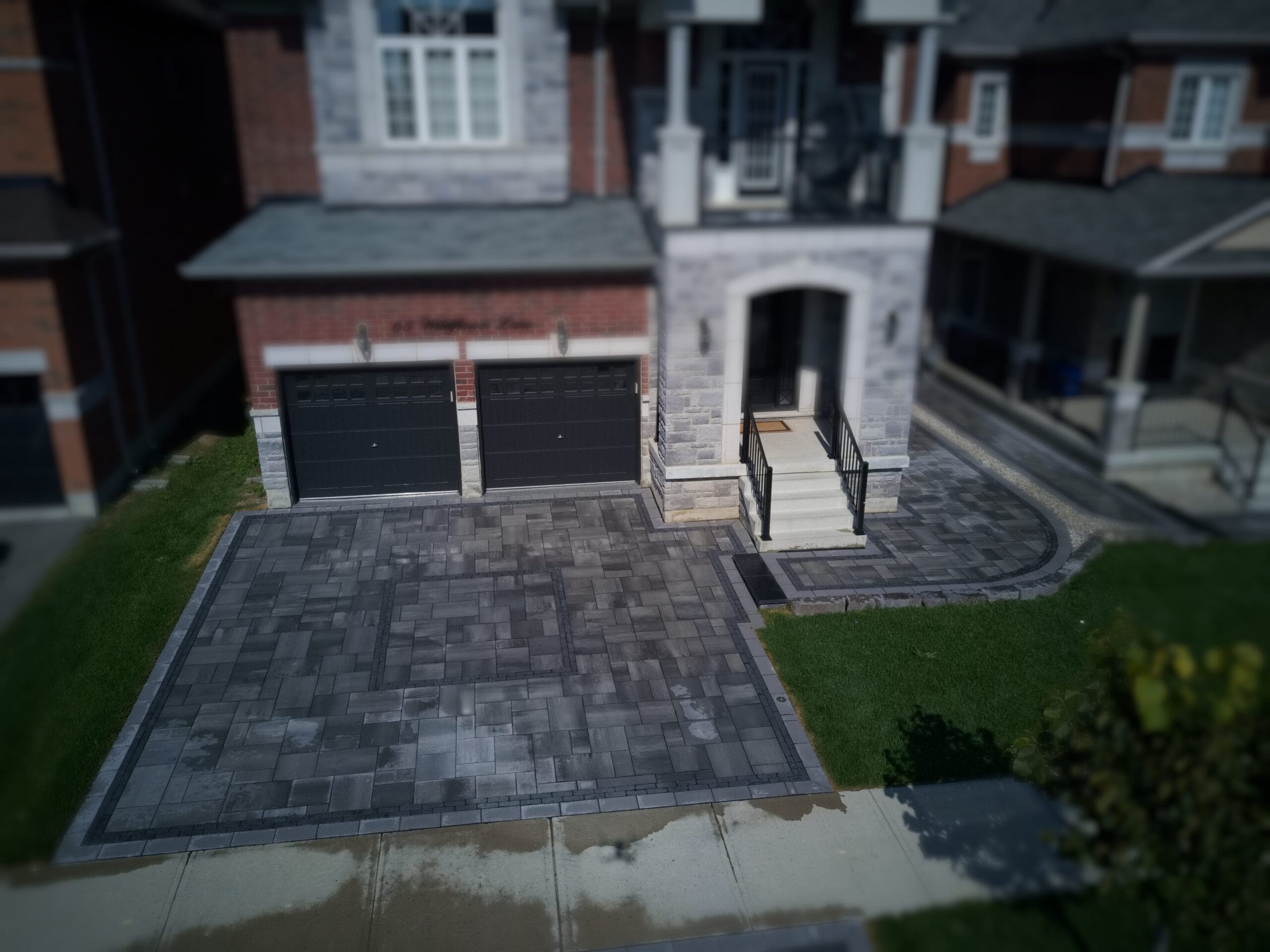 interlock driveway of a custom home