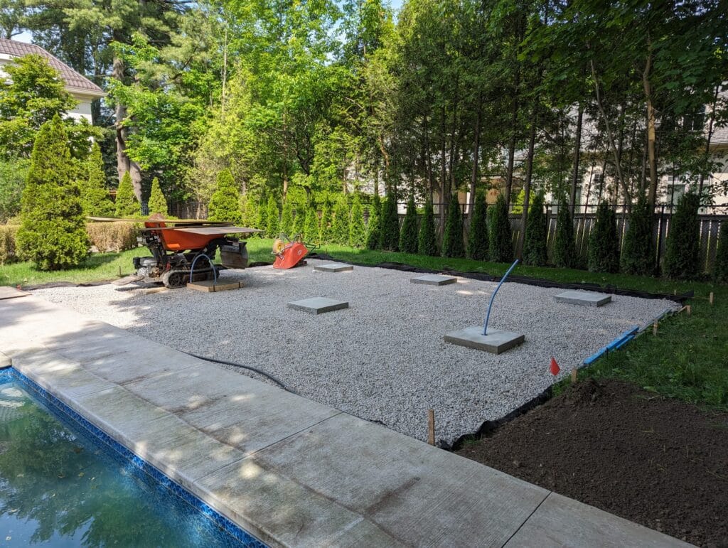 concrete footings, gravel base prep for a gazebo