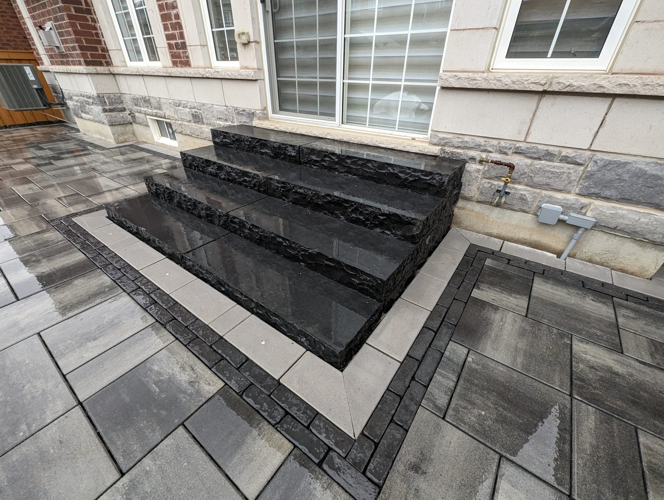Natural black limestone steps