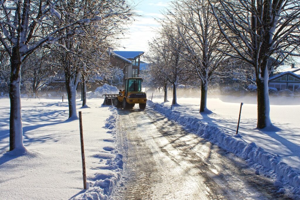 loader-1 road, nature, avenue, clearing vehicle, winter, snow clearing a house driveway